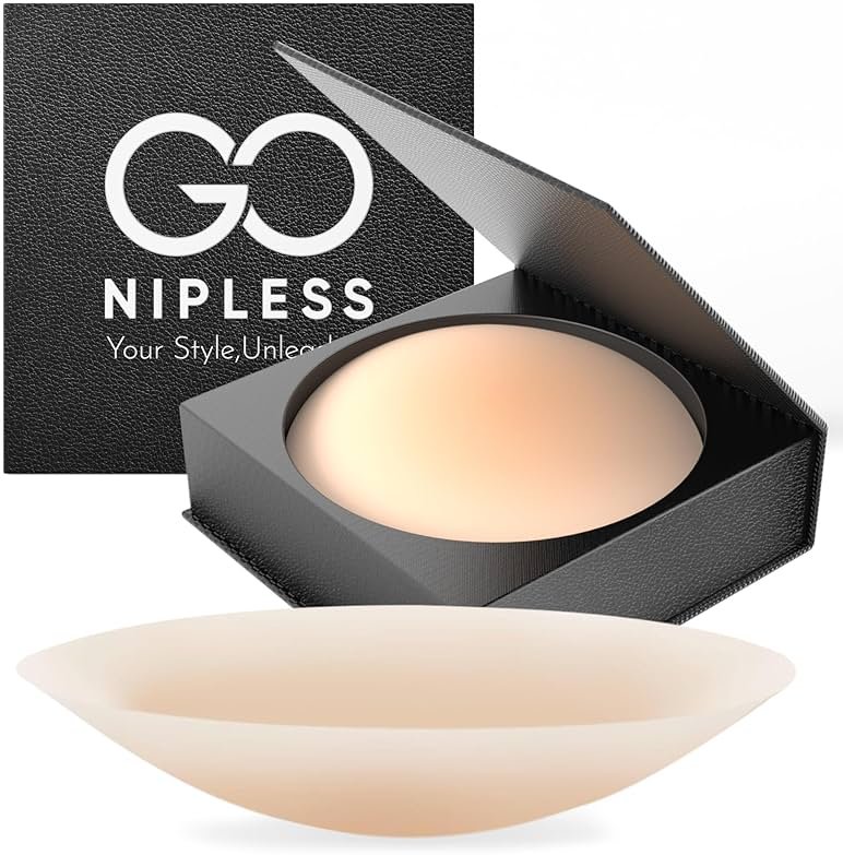 Go Nipless Nipple Covers For Women-Dermatologist Approved Sticky Bra Alternative, Reusable Silicone Pasties, Breast Petals A-DD For Strapless & Backless Wear Nude - Product Image