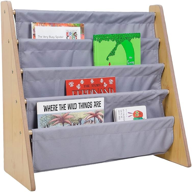 Wildkin Sling Bookshelf, Natural with Grey - Product Image