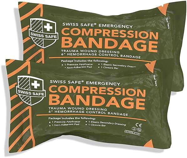 Swiss Safe 6 Inch Israeli Bandages Trauma Kit - Sterile Elastic Compression Bandage - Emergency Military IFAK - 6 inch, 2-Pack - Image 1