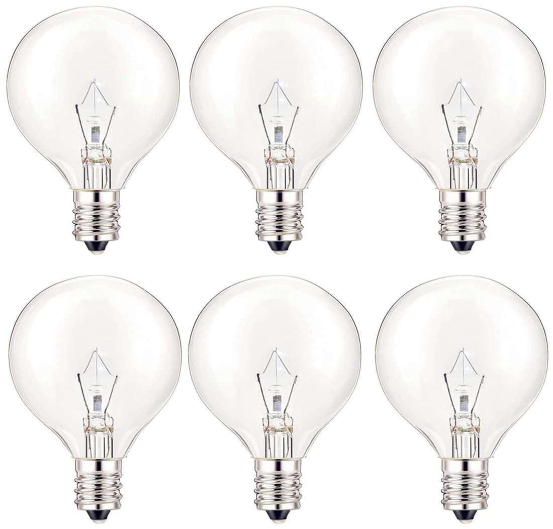 SerBion 25 Watt Wax Warmer Bulbs, Light Bulbs for Full Size Scentsy Warmer, 6 Packs E12 Base Type G Bulb, Dimmable, Warm White, 120V G16 1/2 Bulbs for Candle Lamp - Image 1