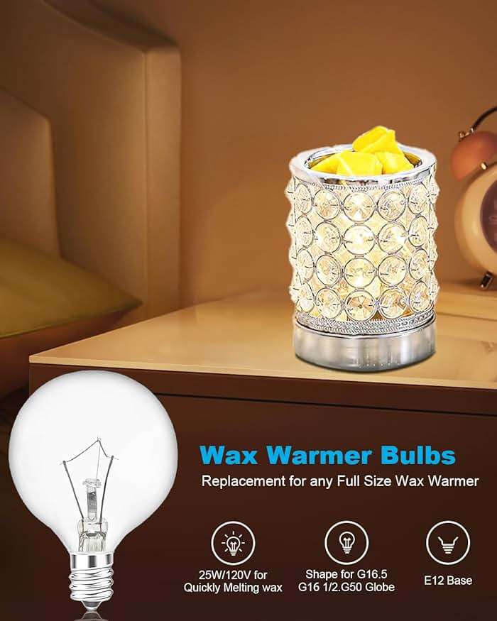 SerBion 25 Watt Wax Warmer Bulbs, Light Bulbs for Full Size Scentsy Warmer, 6 Packs E12 Base Type G Bulb, Dimmable, Warm White, 120V G16 1/2 Bulbs for Candle Lamp - Image 3