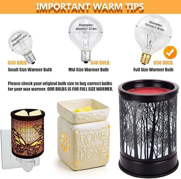 SerBion 25 Watt Wax Warmer Bulbs, Light Bulbs for Full Size Scentsy Warmer, 6 Packs E12 Base Type G Bulb, Dimmable, Warm White, 120V G16 1/2 Bulbs for Candle Lamp - Image 7