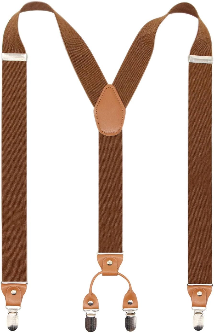 Timiot Men’s Y-Back 4 Metal Clip Elastic Wide Suspenders Perfect For Both Casual&Formal - Product Image