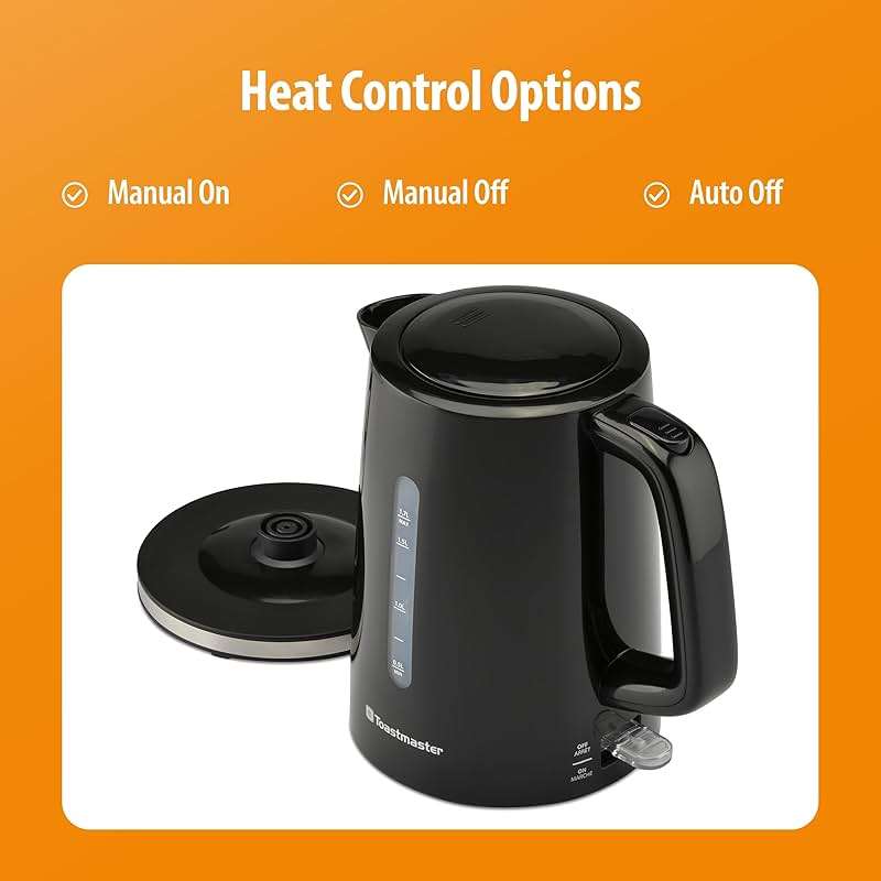 Toastmaster Electric Kettle by Select Brands - Cordless Electric Water Boiler for Coffee, Tea & More - Use This Electric Tea Kettle in Your Kitchen or Dorm - 1.7 Liters, Black - Image 5