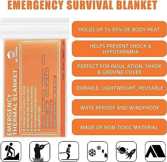 QIO CHUANG Emergency Mylar Thermal Blankets -Space Blanket Survival kit Camping Blanket (4-Pack). Perfect for Outdoors, Hiking, Survival, Bug Out Bag ,Marathons or First Aid 1 - Image 5