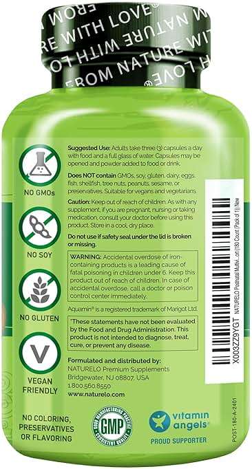 NATURELO Postnatal Multivitamin - Supplement for Breastfeeding Women - Plant-Based Vitamin D, Folate, Gentle Iron - for Nursing Mother, Baby - Post Natal Lactation Support 180 Capsules - Image 2