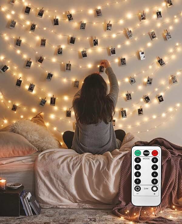 LECLSTAR 50 LED Photo Clips String Lights, 17ft with Remote - 8 Modes Fairy Lights to Clip on Pictures, Photos, Cards - Product Image
