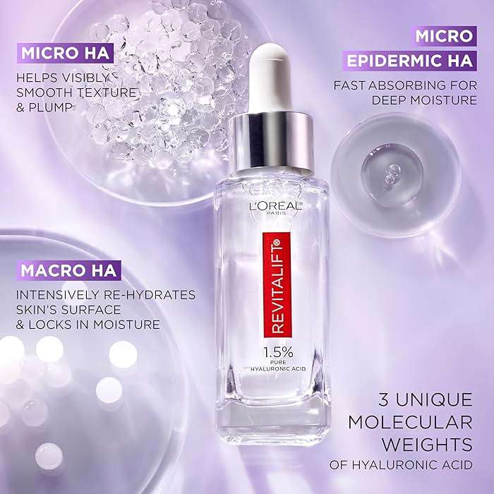 L'Oreal Paris Revitalift 1.5% Pure Hyaluronic Acid Serum for Face, Anti Aging Serum to Hydrate Skin & Reduce Wrinkles, Fragrance Free Skin Care for All Skin Types, 1 Oz - Image 4