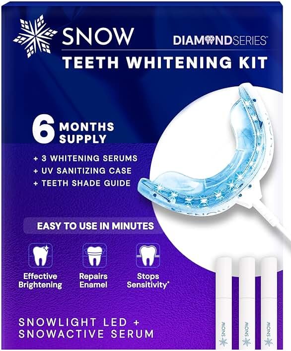 SNOW Diamond Wired Whitening Kit - Sensitive Teeth Whitening Kit - Whitens & Repairs Teeth - 6 Months of Whitening Treatment - Gentle & Enamel Safe - Blue - Product Image