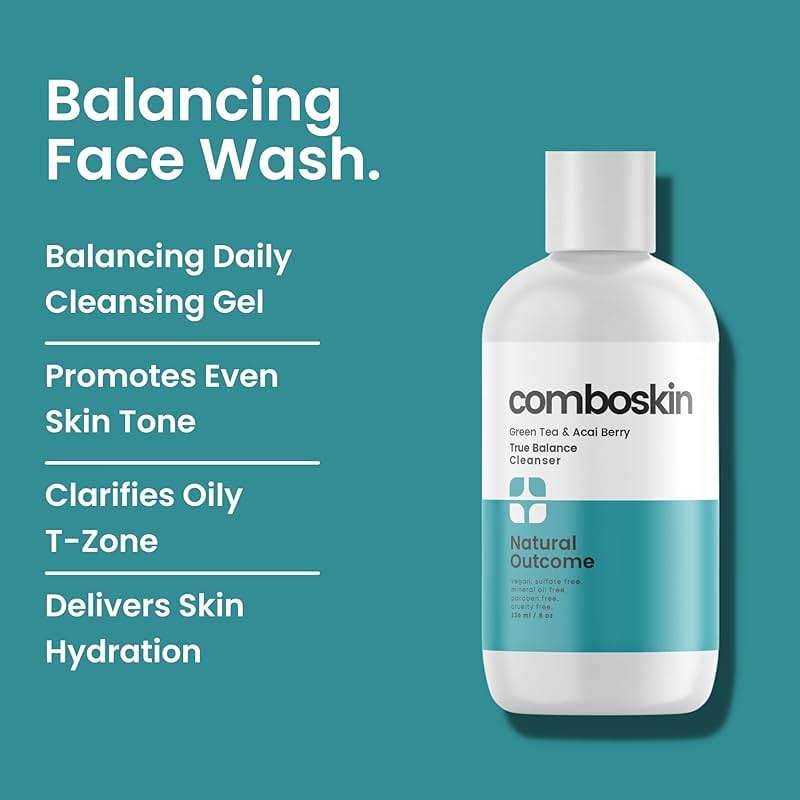 natural outcome Combination Skin True Balance Facial Cleanser Green Tea & Acai Berry | Face Wash and Cleansing Gel for Men & Women | Cruelty Free | 8 oz - Image 2