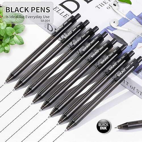 Sikao Black Pens Bulk, 60 Pack Retractable Ballpoint Pens Black Ink | Smooth Writing 1.0mm Clear Lines No-Smear, Click Pens for Teachers, Students, Servers, School & Office Supplies - Image 3