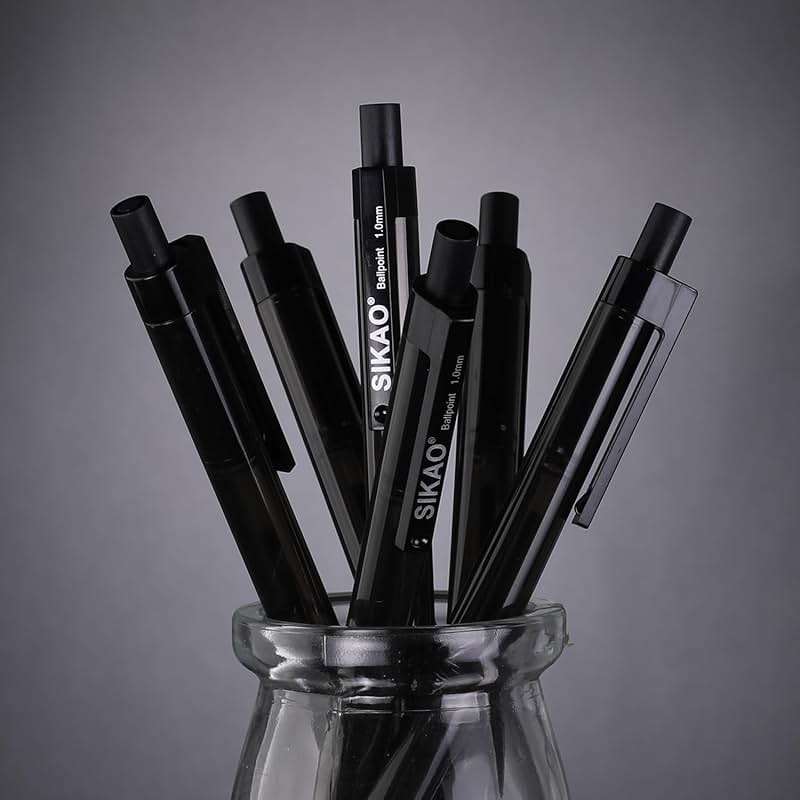 Sikao Black Pens Bulk, 60 Pack Retractable Ballpoint Pens Black Ink | Smooth Writing 1.0mm Clear Lines No-Smear, Click Pens for Teachers, Students, Servers, School & Office Supplies - Image 8