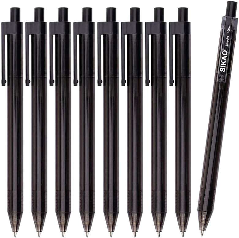 Sikao Black Pens Bulk, 60 Pack Retractable Ballpoint Pens Black Ink | Smooth Writing 1.0mm Clear Lines No-Smear, Click Pens for Teachers, Students, Servers, School & Office Supplies - Image 9