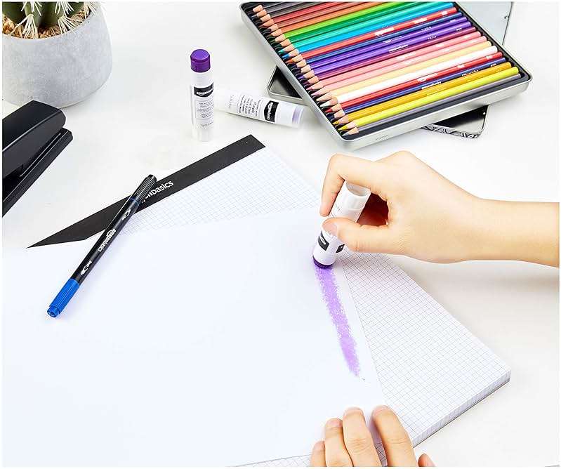 Amazon Basics Purple Washable School Glue Sticks, Dries Clear, Non-Toxic, 0.24-oz Stick, 60-Pack - Image 5