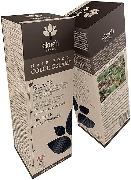 Hair Color EKOEH BRASIL Cream Black, PPD FREE, VEGAN 2.7fl.oz - Product Image