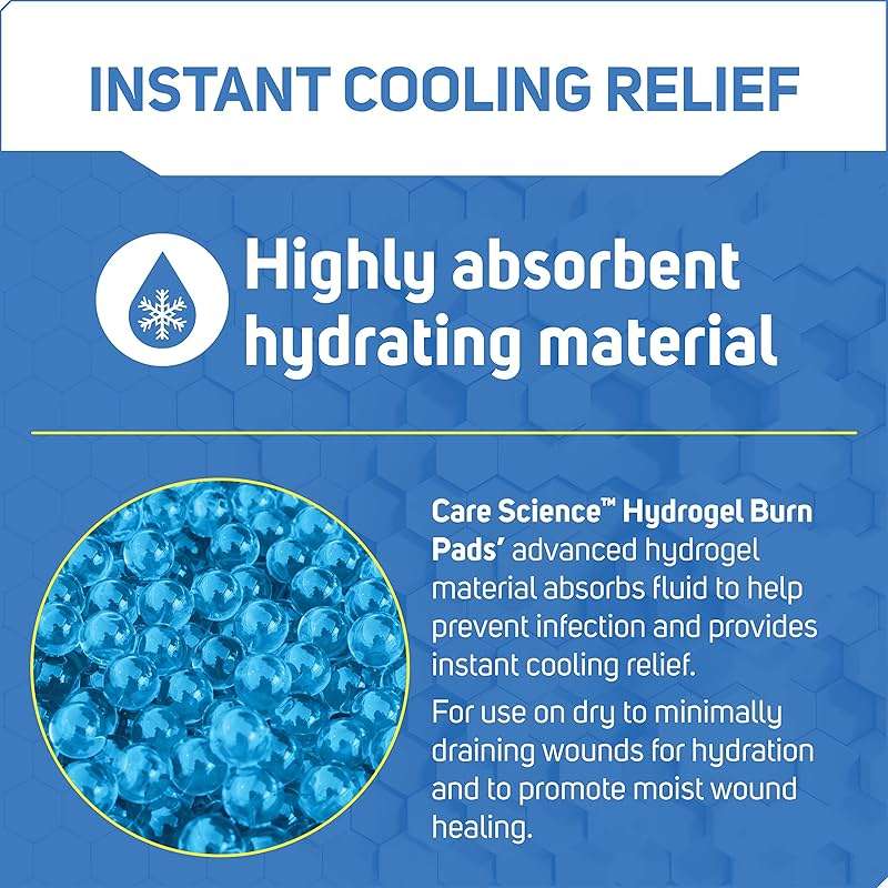 Care Science Hydrogel Sterile Burn Dressing Bandage Pads for Burn Relief, 4 ct | Instant Cooling Relief for Minor Burns & Wounds - Image 4