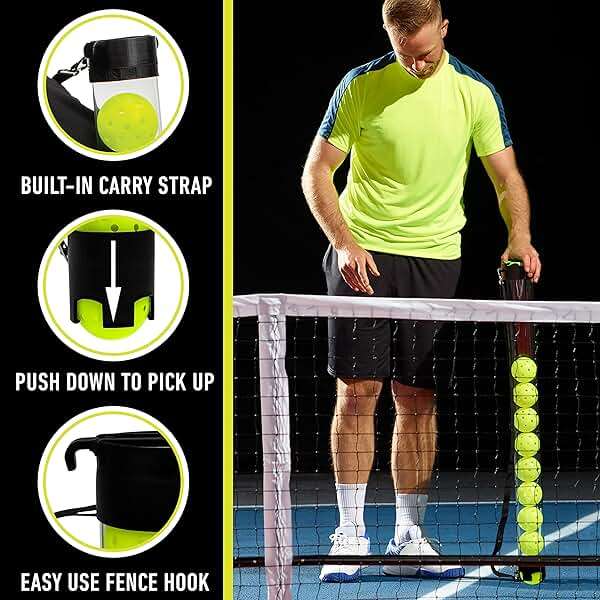 Franklin Sports Pickleball, Tennis + Padel Ball Hopper Tubes - (15) Tennis/Padel Ball + (13) Pickleball Picker Upper Tubes - Quick Pickup + Storage - Balls Not Included - Image 2