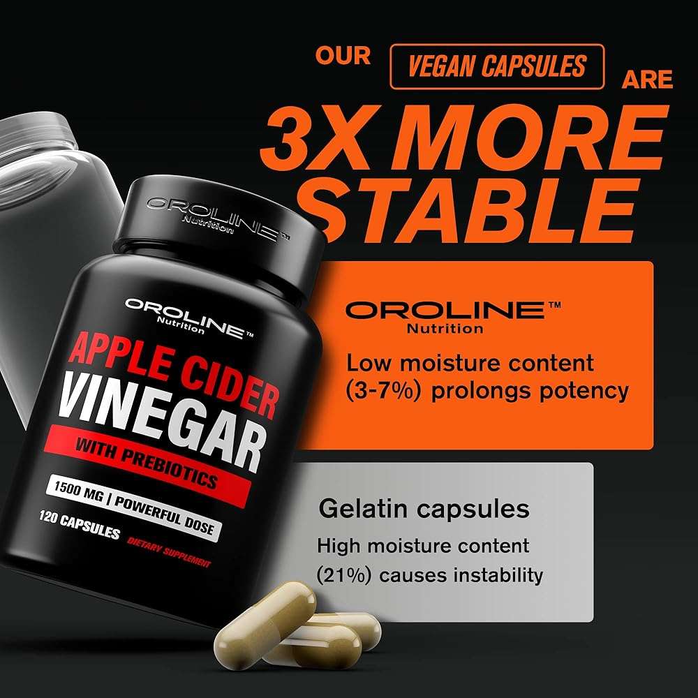 OroLine Nutrition Apple Cider Vinegar Pills with Prebiotic, 2 Month Supply - Apple Cider Vinegar Capsules - Apple Cider Vinegar Supplements, Apple Vinegar Tablets - Energy and Gut Health Support - Image 4