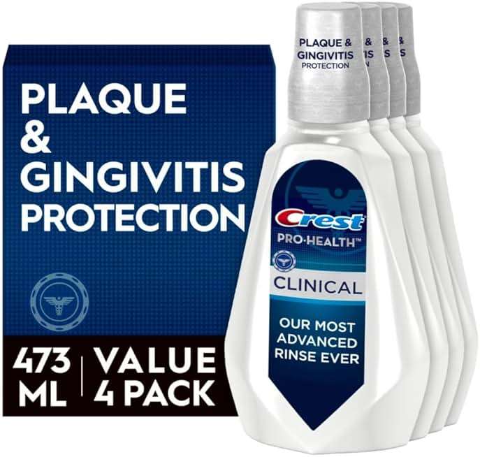 Crest Pro-Health Clinical Mouthwash with CPC, Alcohol Free, Gingivitis Treatment, Deep Clean Mint, 473 Ml (16 fl oz), 4 Count - Image 1