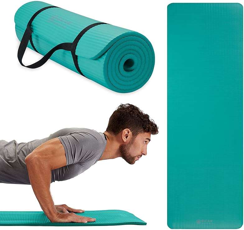 Gaiam Yoga Mat, Pilates & Exercise Mat, Thick Mat 2/5" (10mm) Workout Mat with Easy-Cinch Carrying Strap for Home & Gym Workouts - Image 1