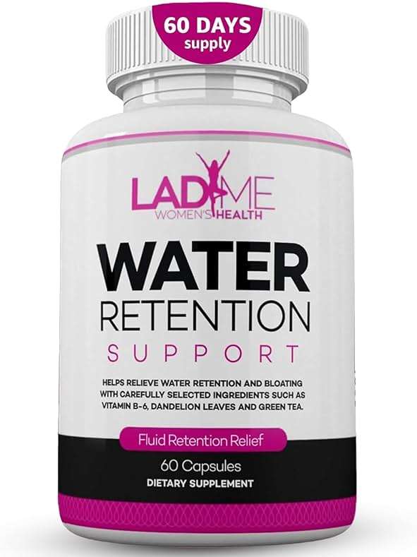 Water Retention Pills for Women Bloating Relief with Vitamin B6, Dandelion & Green Tea Natural Diuretic for Water Draining, Bloating & Swelling Detox Capsules - 60 Caps (2 Months Supply) - by LadyMe - Image 1
