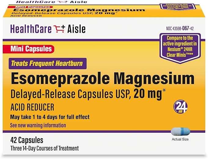 HealthCareAisle Esomeprazole Magnesium 20 mg - 42 Delayed-Release Mini Capsules - Acid Reducer, Treats Frequent Heartburn - Image 1