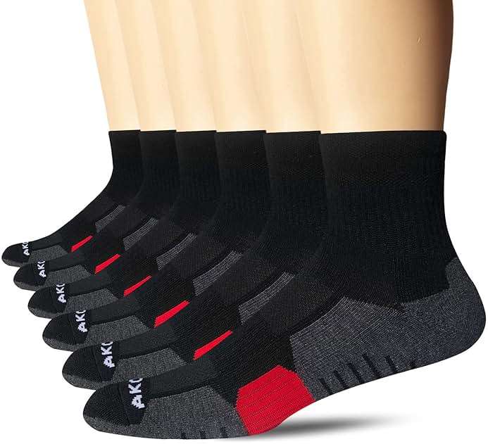 AKOENY Men's Athletic Cushion Running Quarter Socks (6 Pairs) - Image 1
