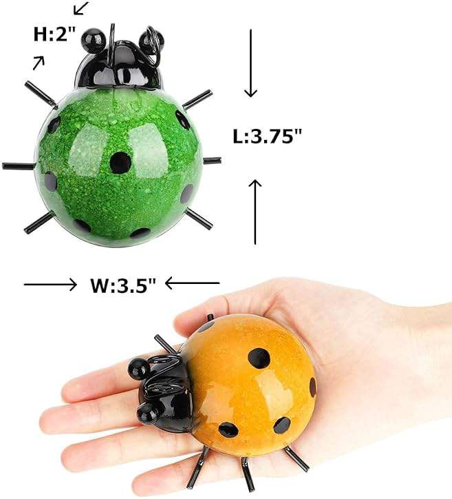 GIFTME 5 Metal Garden Wall Art Decorative Set of 4 Cute Ladybugs Outdoor Wall Sculptures - Image 2