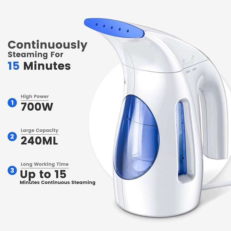 HiLIFE Steamer for Clothes, Portable Handheld Design, 240ml Big Capacity, 700W, Strong Penetrating Steam, Removes Wrinkle, for Home, Office(ONLY FOR 120V) - Image 3