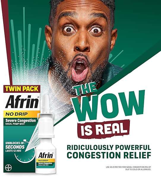 Afrin No Drip Severe Congestion Nasal Mist Twin Pack, Non-Drowsy, Fast-Acting Decongestant for Nasal Congestion and Sinus Pressure Relief, Adults and Children 6 and Older, .5 fl oz (Pack of 2) - Image 3