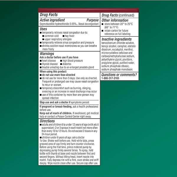 Afrin No Drip Severe Congestion Nasal Mist Twin Pack, Non-Drowsy, Fast-Acting Decongestant for Nasal Congestion and Sinus Pressure Relief, Adults and Children 6 and Older, .5 fl oz (Pack of 2) - Image 9