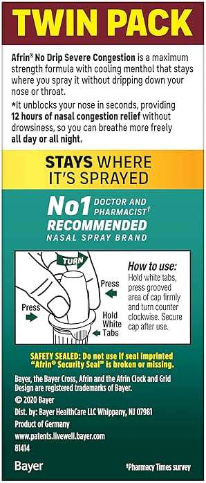 Afrin No Drip Severe Congestion Nasal Mist Twin Pack, Non-Drowsy, Fast-Acting Decongestant for Nasal Congestion and Sinus Pressure Relief, Adults and Children 6 and Older, .5 fl oz (Pack of 2) - Image 10