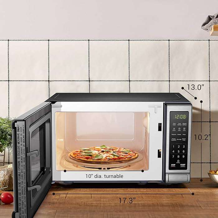 BLACK+DECKER EM720CB7 Digital Microwave Oven with Turntable Push-Button Door, Child Safety Lock, 700W, Stainless Steel, 0.7 Cu.ft - Image 5