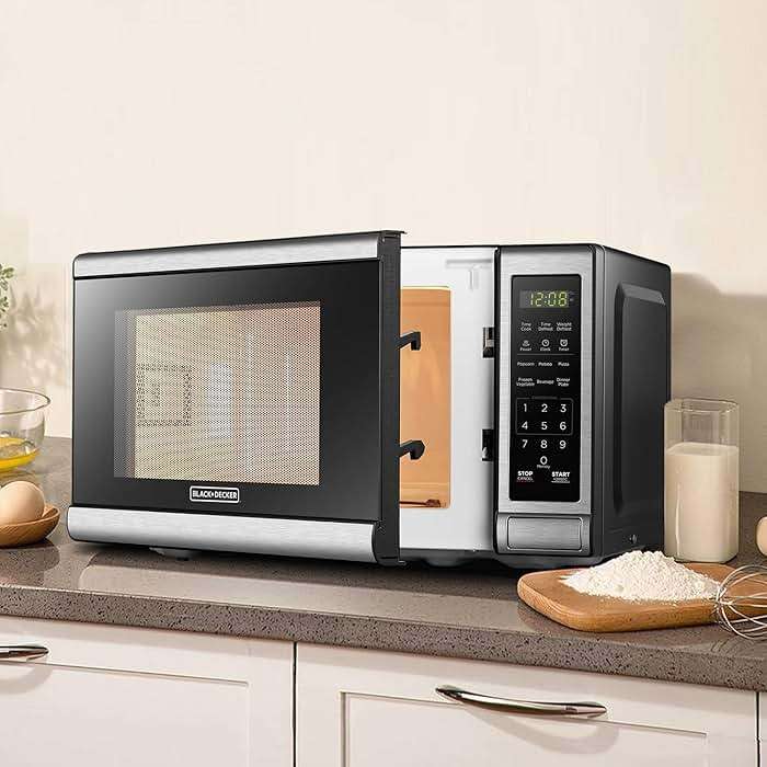 BLACK+DECKER EM720CB7 Digital Microwave Oven with Turntable Push-Button Door, Child Safety Lock, 700W, Stainless Steel, 0.7 Cu.ft - Image 6