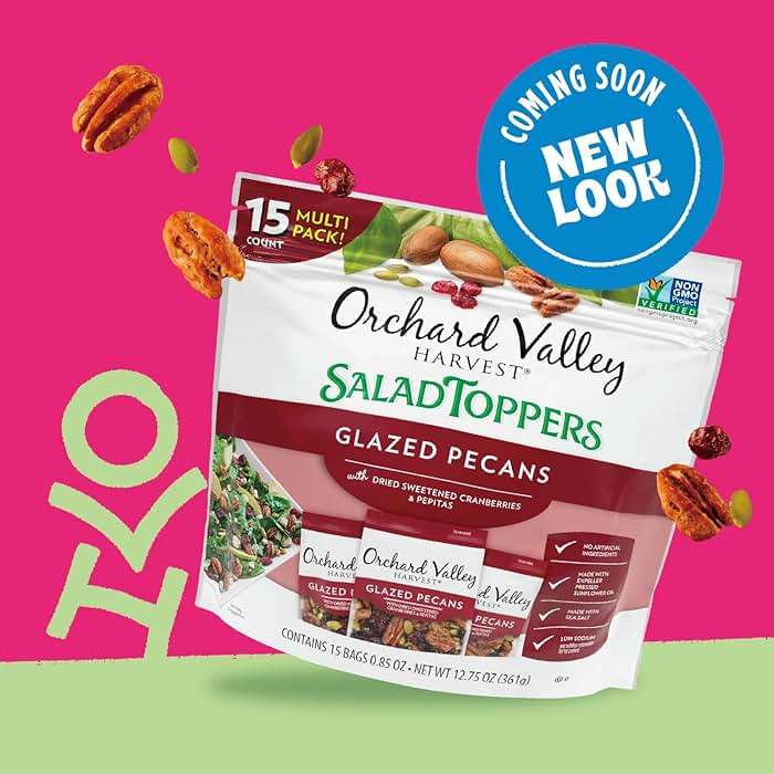Orchard Valley Harvest Glazed Pecans Salad Toppers, 0.85 Ounce Bags (Pack of 15), with Cranberries and Pepitas, Non-GMO, No Artificial Ingredients, Healthy Snacks for Adults - Image 4