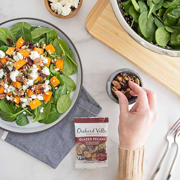 Orchard Valley Harvest Glazed Pecans Salad Toppers, 0.85 Ounce Bags (Pack of 15), with Cranberries and Pepitas, Non-GMO, No Artificial Ingredients, Healthy Snacks for Adults - Image 5
