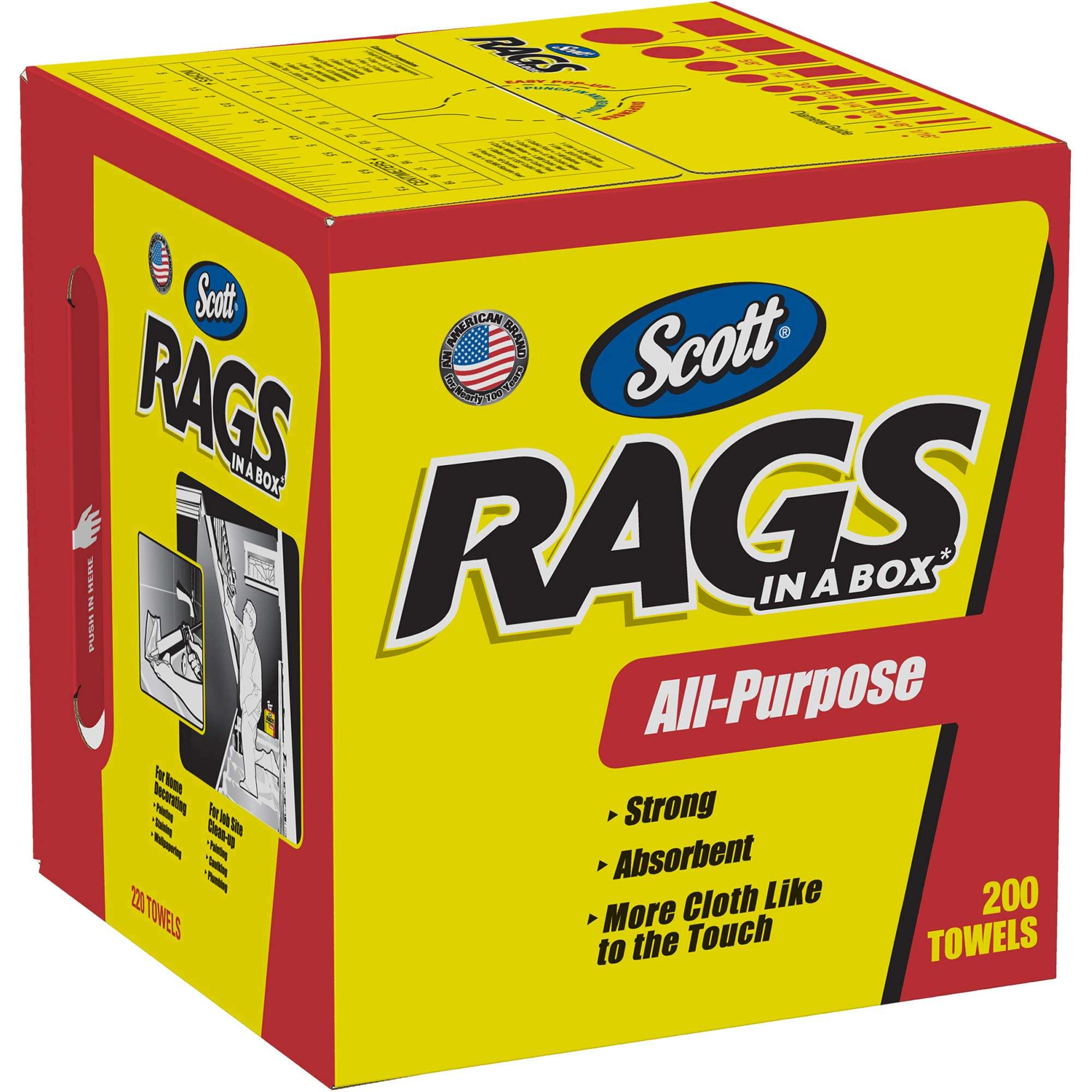 Top Pack Supply Scott Rags In A Box, 10" x 12", White, 200/Box (Case of 8 Boxes) - Image 1