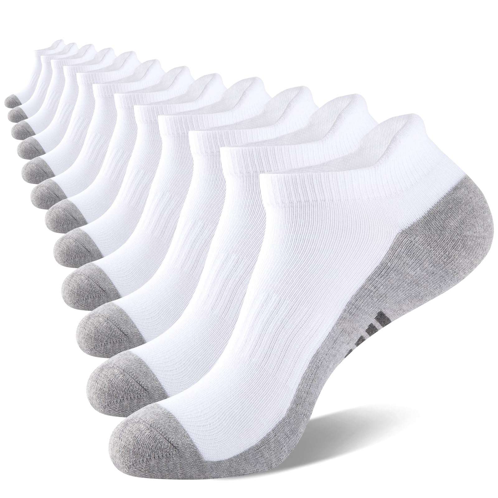 eallco Mens Ankle Socks Low Cut Athletic Cushioned Running Tab Socks 6 Pack - Image 1