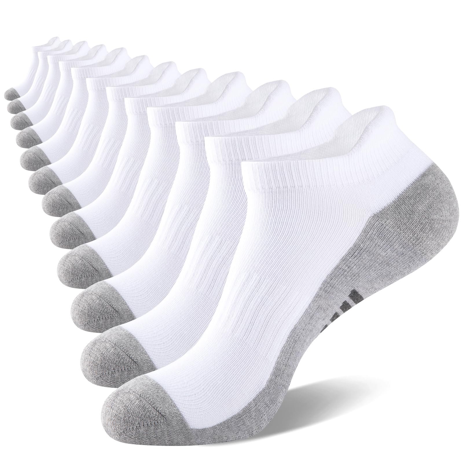 eallco Mens Ankle Socks Low Cut Athletic Cushioned Running Tab Socks 6 Pack - Product Image