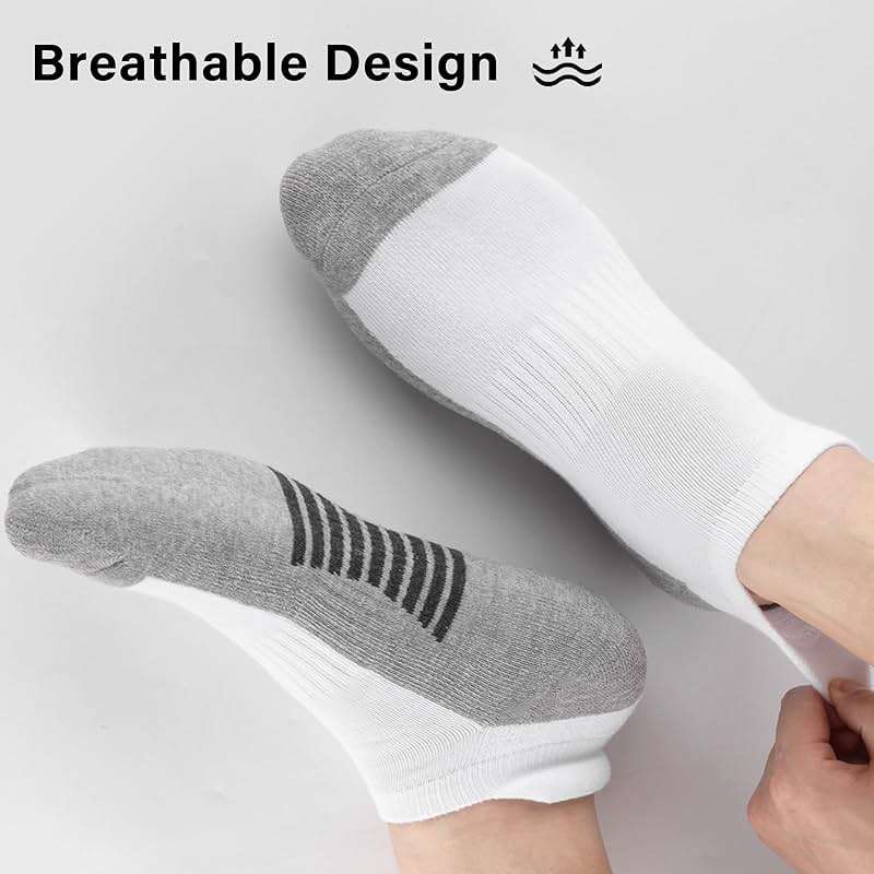 eallco Mens Ankle Socks Low Cut Athletic Cushioned Running Tab Socks 6 Pack - Image 5