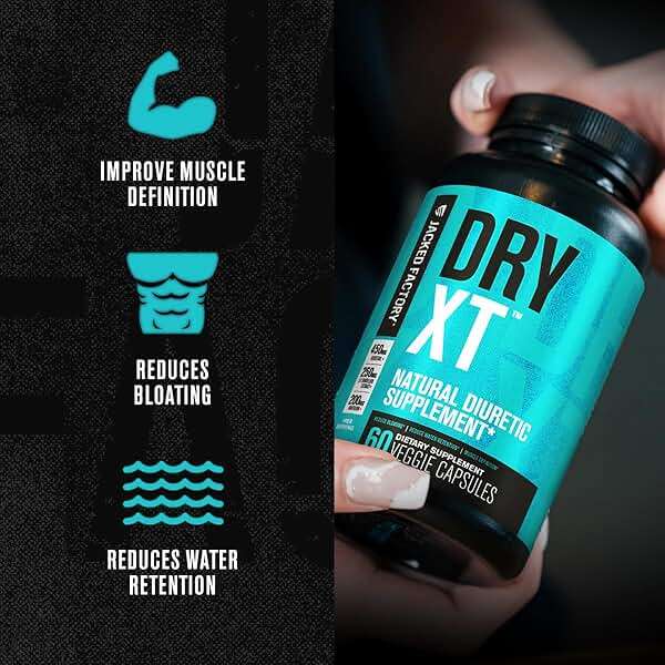 Jacked Factory Dry-XT Diuretic Water Pills - Natural Supplement | Reduces Water Retention & Bloating | Dandelion Root Extract, Potassium, 7 More Powerful Ingredients - 60 Veggie Capsules - Image 2