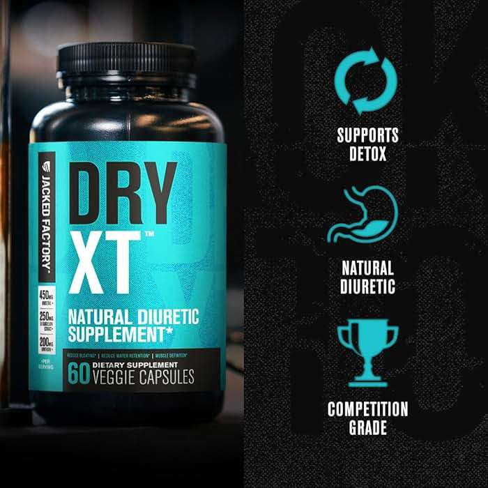 Jacked Factory Dry-XT Diuretic Water Pills - Natural Supplement | Reduces Water Retention & Bloating | Dandelion Root Extract, Potassium, 7 More Powerful Ingredients - 60 Veggie Capsules - Image 3