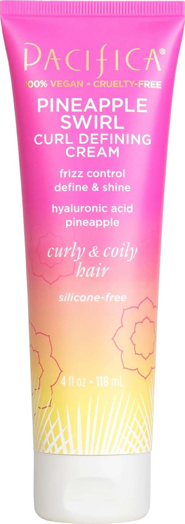 Pacifica Pineapple Swirl Curl Defining Cream – Bounce, Frizz Control & Curl Enhancer Styling Cream for Curly Hair & Wavy Hair – Coconut Oil & Hyaluronic Acid For No-Crunch Hold – Cruelty-Free – 4-oz - Image 1