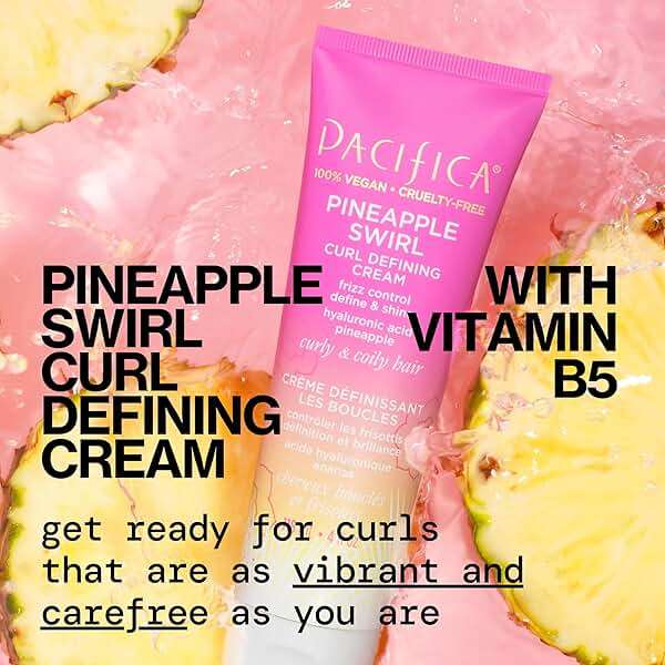 Pacifica Pineapple Swirl Curl Defining Cream – Bounce, Frizz Control & Curl Enhancer Styling Cream for Curly Hair & Wavy Hair – Coconut Oil & Hyaluronic Acid For No-Crunch Hold – Cruelty-Free – 4-oz - Image 3