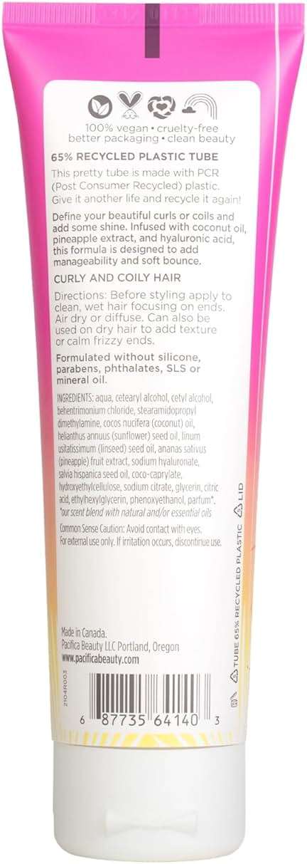 Pacifica Pineapple Swirl Curl Defining Cream – Bounce, Frizz Control & Curl Enhancer Styling Cream for Curly Hair & Wavy Hair – Coconut Oil & Hyaluronic Acid For No-Crunch Hold – Cruelty-Free – 4-oz - Image 10