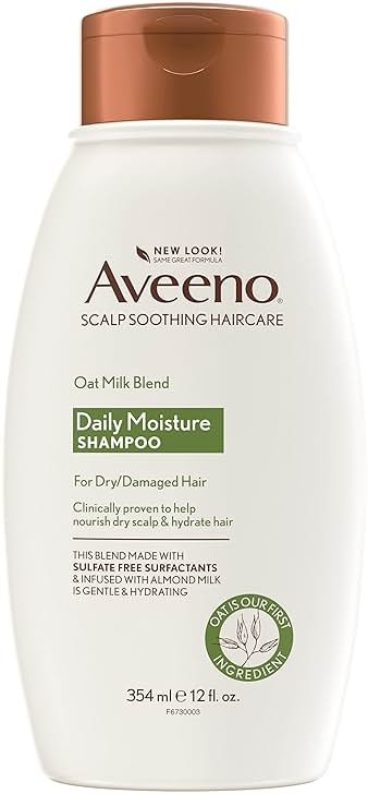 Aveeno Farm-Fresh Oat Milk Sulfate-Free Shampoo with Colloidal Oatmeal & Almond Milk, Moisturizing Shampoo for All Hair Types, Safe for Color-Treated Hair, Paraben & Dye-Free, 12 Fl Oz - Product Image