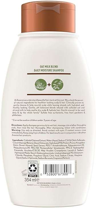Aveeno Farm-Fresh Oat Milk Sulfate-Free Shampoo with Colloidal Oatmeal & Almond Milk, Moisturizing Shampoo for All Hair Types, Safe for Color-Treated Hair, Paraben & Dye-Free, 12 Fl Oz - Image 2