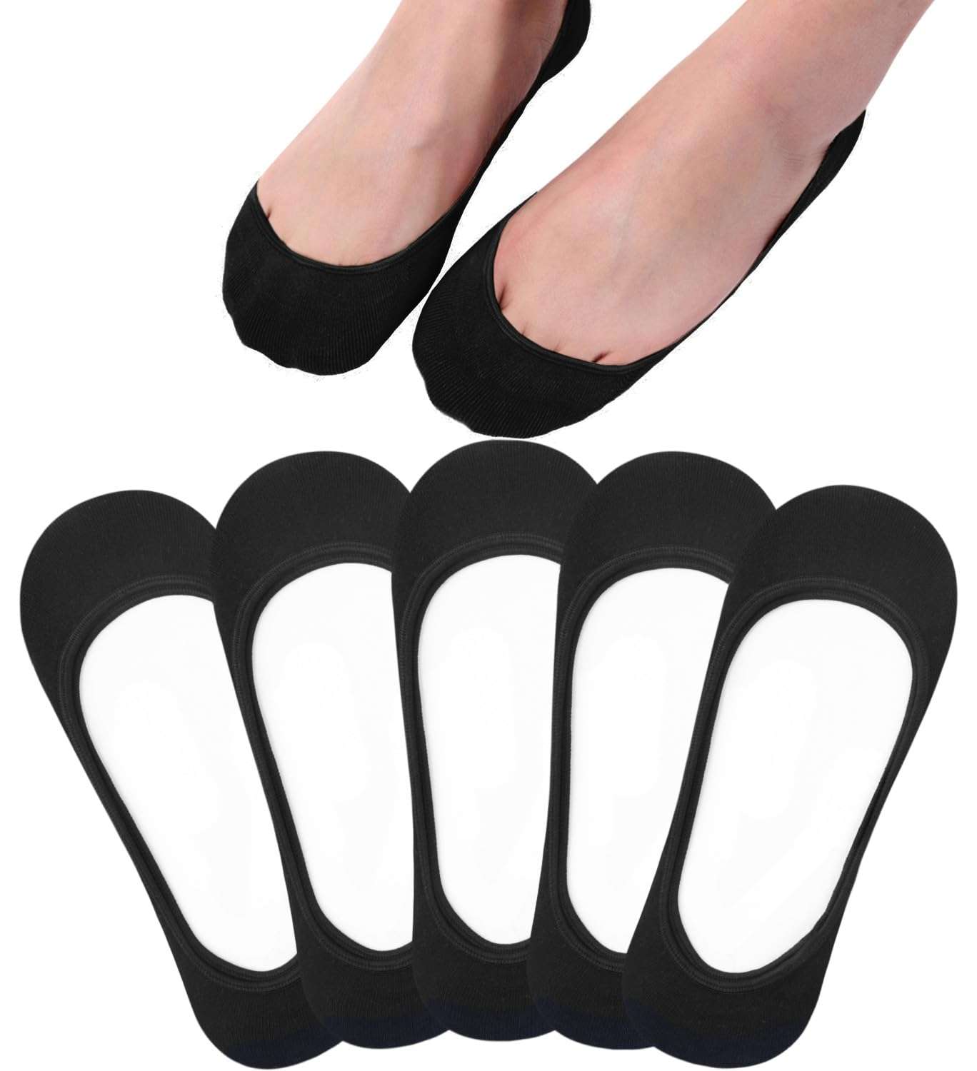 Toes Home No Show Socks Womens, Ultra Low Cut Liners Non Slip Footies for Flats Hidden Invisible Boat Summer 3 to 8 Pairs - Image 1