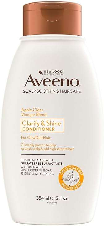 Aveeno Apple Cider Vinegar Clarifying Conditioner, Shine Boosting, Nourishing, for Dull Hair, 12 fl oz - Image 1