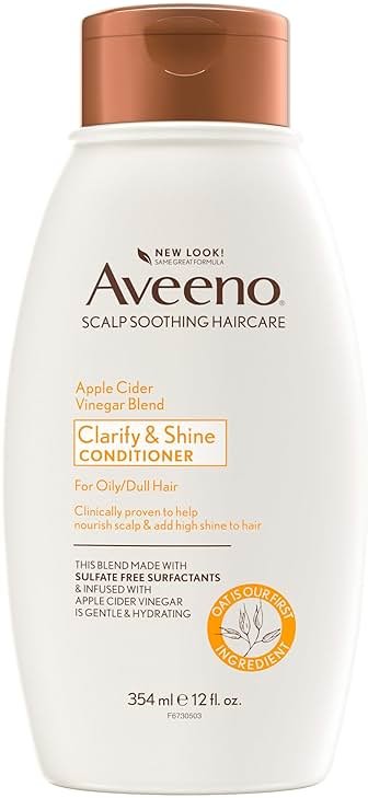 Aveeno Apple Cider Vinegar Clarifying Conditioner, Shine Boosting, Nourishing, for Dull Hair, 12 fl oz - Product Image